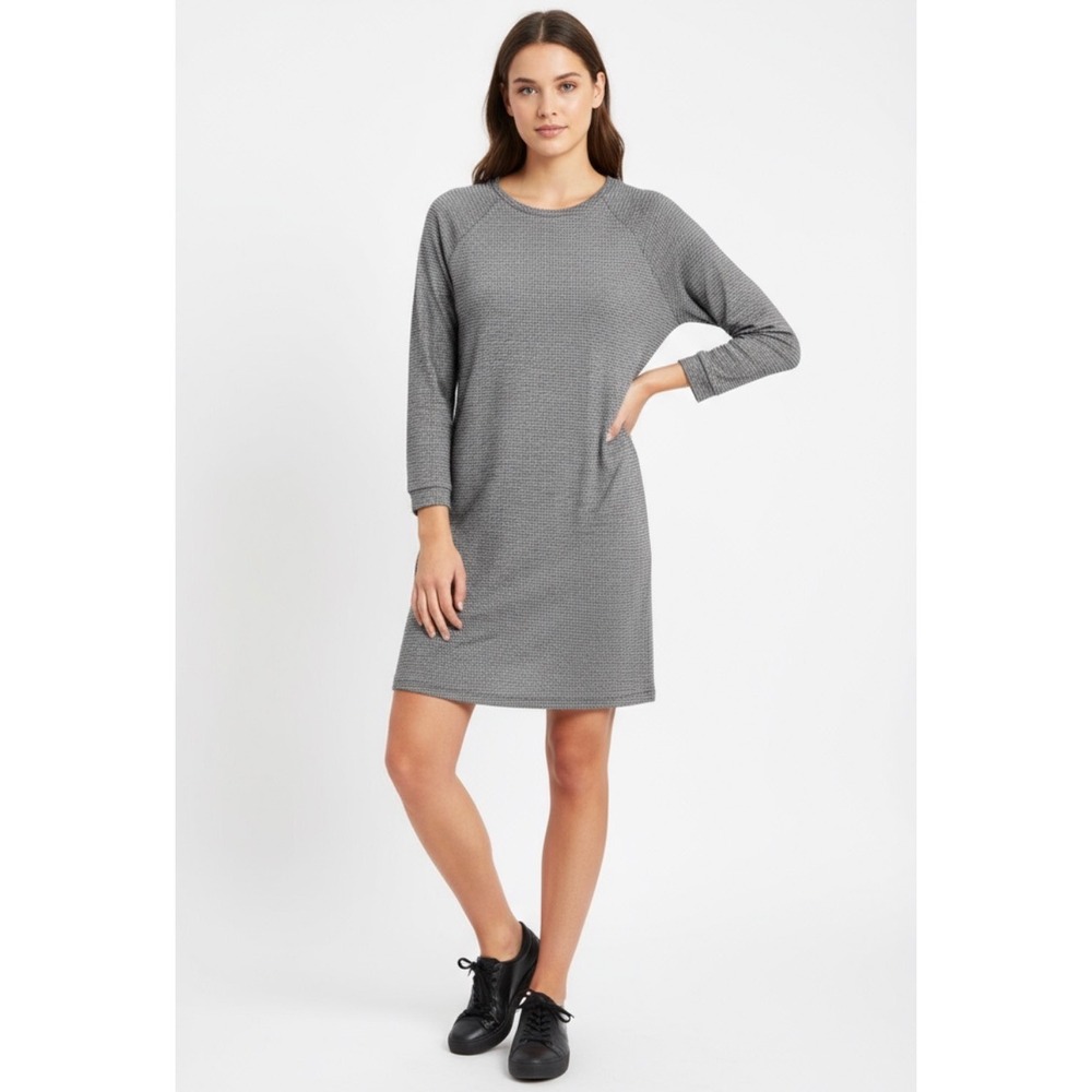 Lou & Grey Women's Houndstooth Knit Long Sleeve Casual Dress Size Medium‎